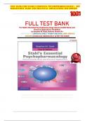 FULL TEST BANK For Stahl's Essential Psychopharmacology: Neuroscientific Basis and Practical Applications 4th Edition by Stephen M. Stahl (Author) Graded A+