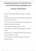 AUT 245-Final Exam Questions and Answers 100% Solved