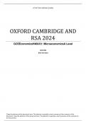 OXFORD CAMBRIDGE AND RSA 2024 GCE  Economics  H460/01: Microeconomics  A Level ACTUAL QUESTION PAPER AND MERGED MARKING SCHEME