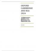 OXFORD CAMBRIDGE AND RSA 2024 GCE  Mathematics A  H230/01: Pure Mathematics and Statistics  AS Level ACTUAL QUESTION PAPER AND MARKING SCHEME (MERGED)