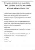 BMS 108 Exam Questions and Verified Answers 100% Guaranteed Pass