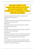 PRAXIS FAMILY AND CONSUMER SCIENCES (5122 ) EXAM QUESTIONS AND COMPLETE ANSWERS (LATEST UPDATE 2024/2025)