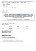 ESS 101 Laboratory 3A Quiz: An Introduction to Minerals