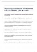 Psychology 200 Lifespan Developmental Psychology Exam 100% Accurate!!