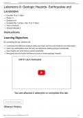 ESS 101 B Laboratory 8 Quiz: Geologic Hazards - Earthquakes and Landslides