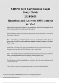 CBSPD Tech Certification Exam Study Guide 2024 - 2025 Questions And Answers 100% correct Verified