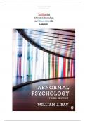 Test Bank for Abnormal Psychology 3rd Edition By William Ray, ISBN: 9781544399201, All 16 Chapters Covered, Verified Latest Edition 2024|2025