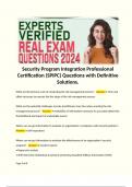 Security Program Integration Professional Certification (SPIPC) Questions with Definitive Solutions. 