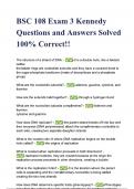 BSC 108 Exam 3 Kennedy Questions and Answers Solved 100- Correct!!.