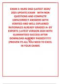 EXAM 3: NURS 5463 (LATEST 2024/ 2025 UPDATE) EXAM   WITH NGN QUESTIONS AND COMPLETE 100%CORRECT ANSWERS WITH VERIFIED AND WELL EXPLAINED RATIONALES ALREADY GRADED A+ BY EXPERTS |LATEST VERSION 2024 WITH GUARANTEED SUCCESS AFTER DOWNLOAD ALREADY PASSED!!!!