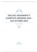 EML1501 Assignment 5 (COMPLETE ANSWERS) 2024 - DUE October 2024.