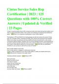 Cintas Service Sales Rep Certification | 2023 | 125 Questions with 100% Correct Answers | Updated & Verified | 23 Pages