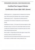 Certified Peer Support Worker Certification Exam Q&A 100% Solved