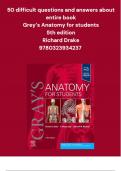 Gray's Anatomy 50 tough Test Questions and answers 5th edition Richard Drake - New 2024