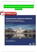 Solution Manual for American Government Political Development and Institutional Change 12th Edition By Cal Jillson Complete Fully Covered A+ Guide ISBN:9781000772715 Newest Version 