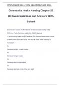 Community Health Nursing Chapter 28 MC Exam Questions and Answers 100% Solved