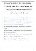 Esthetics Texas State Board: Milady and Salon Fundamentals Exam Questions and Answers 100% Solved