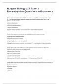 Rutgers Biology 115 Exam 1 Review(updated)questions with answers