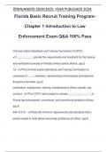 Florida Basic Recruit Training ProgramChapter 1 Introduction to Law Enforcement Exam Q&A 100% Pass