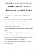 Forklift Certification Test Exam Questions and Answers 100% Solved