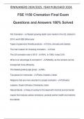 FSE 1150 Cremation Final Exam Questions and Answers 100% Solved