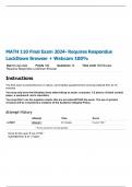 MATH 110 Final Exam 2024- Requires Respondus LockDown Browser + Webcam 100%