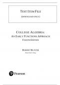 Test Bank For College Algebra: An Early Functions Approach 4th Edition by Robert Blitzer, All Chapters