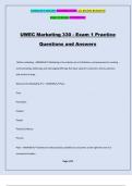 UWEC Marketing 330 - Exam 1 Practice Questions and Answers