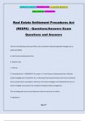 Real Estate Settlement Procedures Act (RESPA) - Questions/Answers Exam Questions and Answers