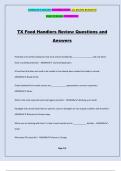 TX Food Handlers Review Questions and Answers