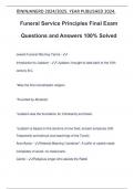 Funeral Service Principles Final Exam Questions and Answers 100% Solved