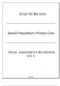 (FNP) D120 NURS 6840 (Special Populations Primary Care) FA Readiness Q & S 2024