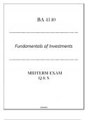 BA 4140 (Fundamentals of Investments) Midterm Exam Q & S 2024