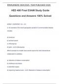 HED 400 Final EXAM Study Guide Questions and Answers 100% Solved