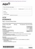 Actual 2024 AQA GCSE ECONOMICS 8136/2 Paper 2 How the Economy Scheme Works Merged Question Paper + Mark 