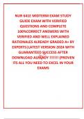 NUR 641E MIDTERM EXAM STUDY GUIDE EXAM WITH VERIFIED  QUESTIONS AND COMPLETE 100%CORRECT ANSWERS WITH VERIFIED AND WELL EXPLAINED RATIONALES ALREADY GRADED A+ BY EXPERTS|LATEST VERSION 2024 WITH GUARANTEED SUCCESS AFTER DOWNLOAD ALREADY !!!!!!! (PROVEN IT