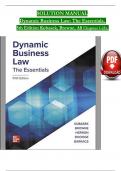 Dynamic Business Law: The Essentials, 5th Edition SOLUTION MANUAL by Kubasek, Browne, Herron, Verified Chapters 1 - 25, Complete Newest Version