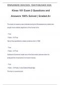 Kines 101 Exam 2 Questions and Answers 100% Solved | Graded A+