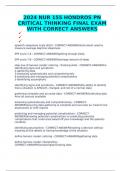 2024 NUR 155 HONDROS PN CRITICAL THINKING FINAL EXAM WITH CORRECT ANSWERS