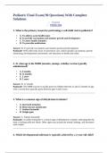 Pediatric Final Exam| 90 Questions| With Complete Solutions