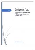 Fire Inspector Final Exam Review || With Complete Questions & All Correct Answers (Rated A+)