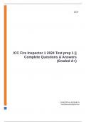 ICC Fire Inspector 1 2024 Test prep 1 || Complete Questions & Answers (Graded A+)