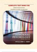 COMPLETE TEST BANK FOR ABNORMAL PSYCHOLOGY 3RD EDITION BY WILLIAM RAY|| ALL CHAPTERS 1-16|| NEWEST EDITION