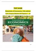 Test Bank for Essentials of Economics 10th Edition By Gregory Mankiw (All Chapters, 100% Original Verified, A+ Grade)