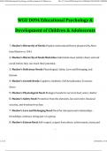 WGU D094 Educational Psychology and Development of Children and Adolescents 2024 Questions and Answers Latest (2024 / 2025) (Verified Answers)