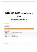 MNB1601 - Semester 2 - Assessment 6  - Due 04 November 2024(Updated Questions and Answers!!!)