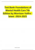 Test Bank-Foundations of  Mental Health Care 7th  Edition by Morrison-Valfre - latest -2024-2025