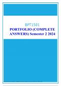 BPT1501 PORTFOLIO (COMPLETE ANSWERS) Semester 2 2024 - DUE 25 December 2024; 100% TRUSTED Complete, trusted solutions and explanations