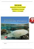 Fundamentals of Corporate Finance, 13th Edition TEST BANK by Ross, Westerfield, Verified Chapters 1 - 27, Complete Newest Version ISBN-9781270772395