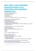 NEW FAMILY AND CONSUMER  SCIENCES PRAXIS (5122) QUESTIONS WITH ANSWERS  VERIFIED 2024